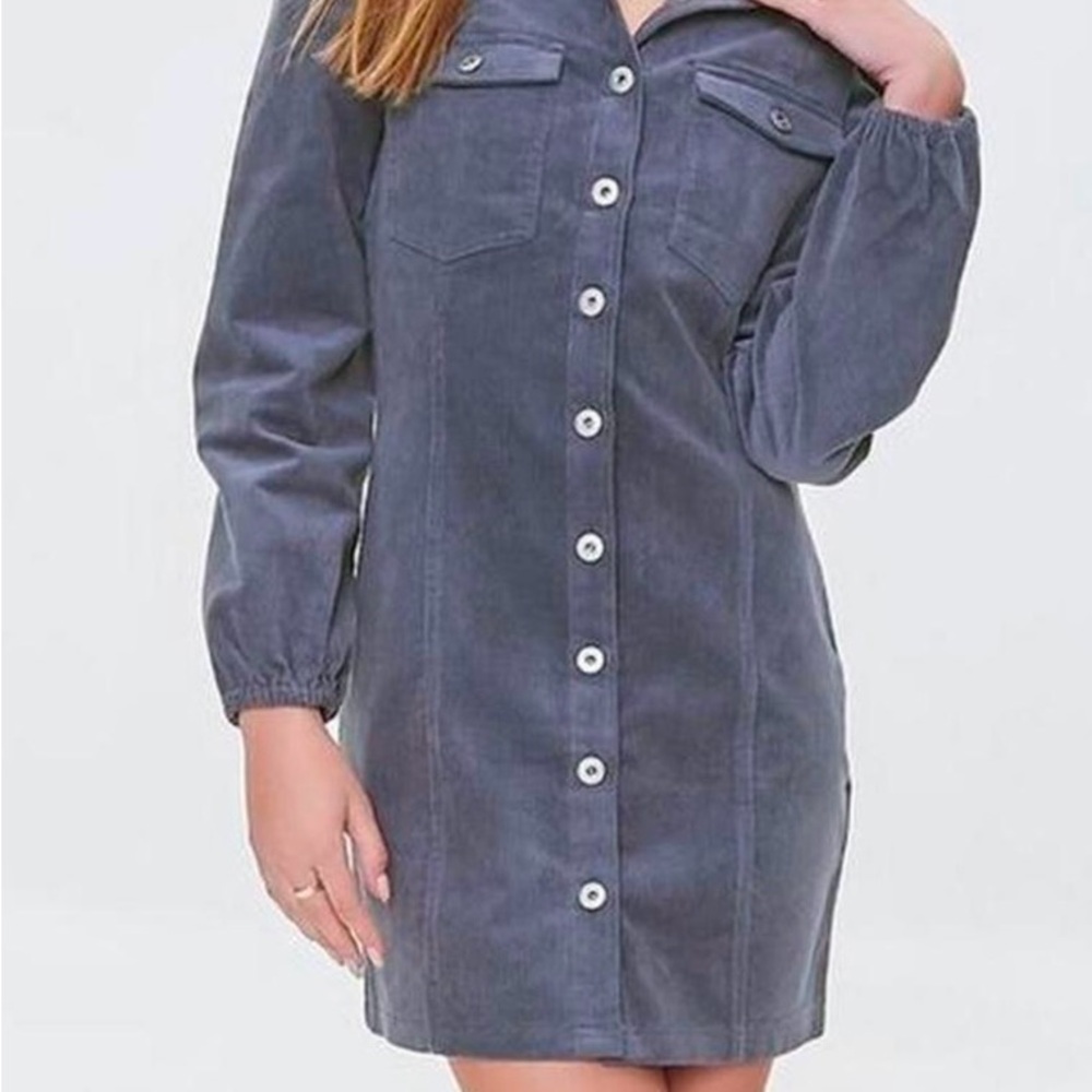 Forever 21 Charcoal Long Sleeve Dress
